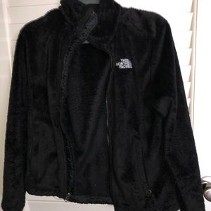 Black fuzzy north face jacket